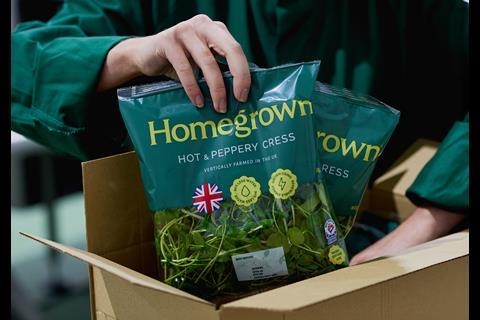 An 80g bag of Hot & Peppery Cress is one of the three Homegrown SKUs to launch at Asda
